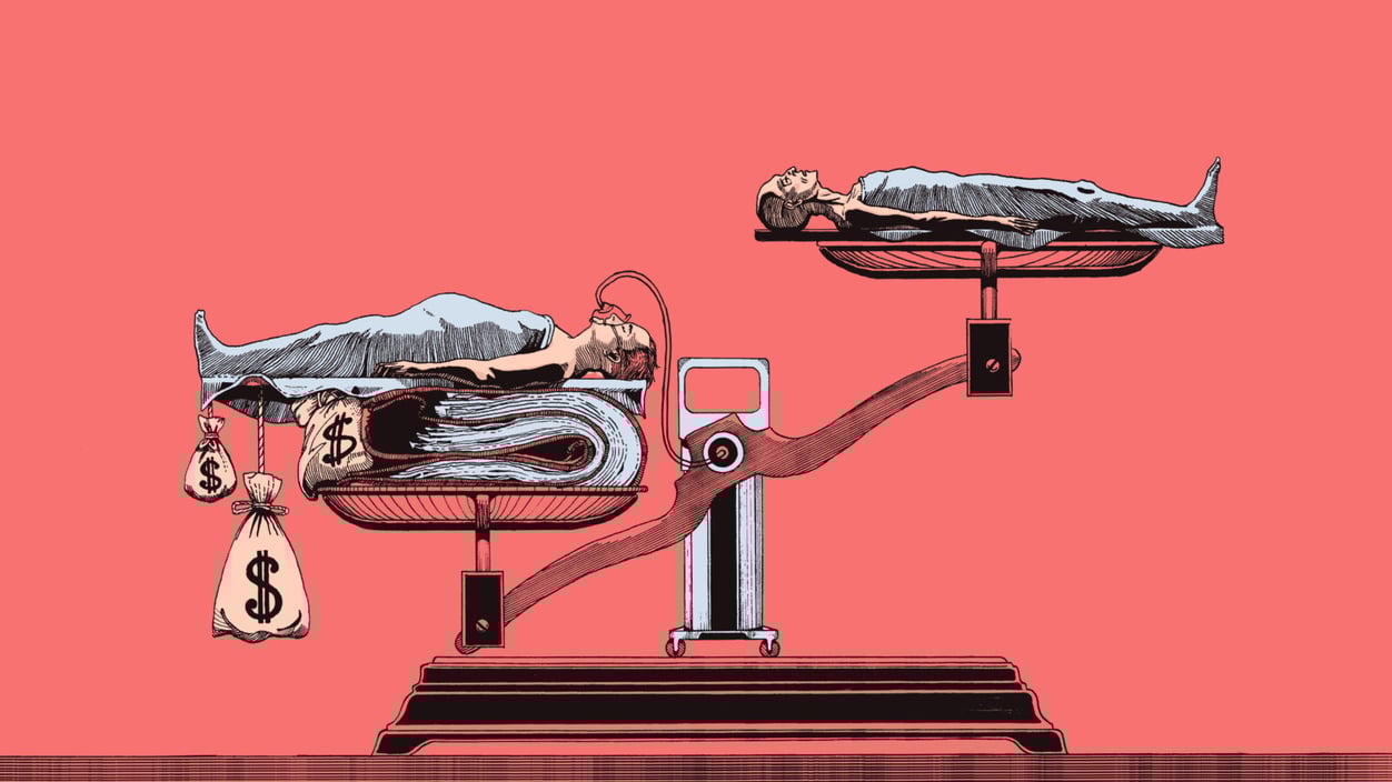 People being weighed on a scale with