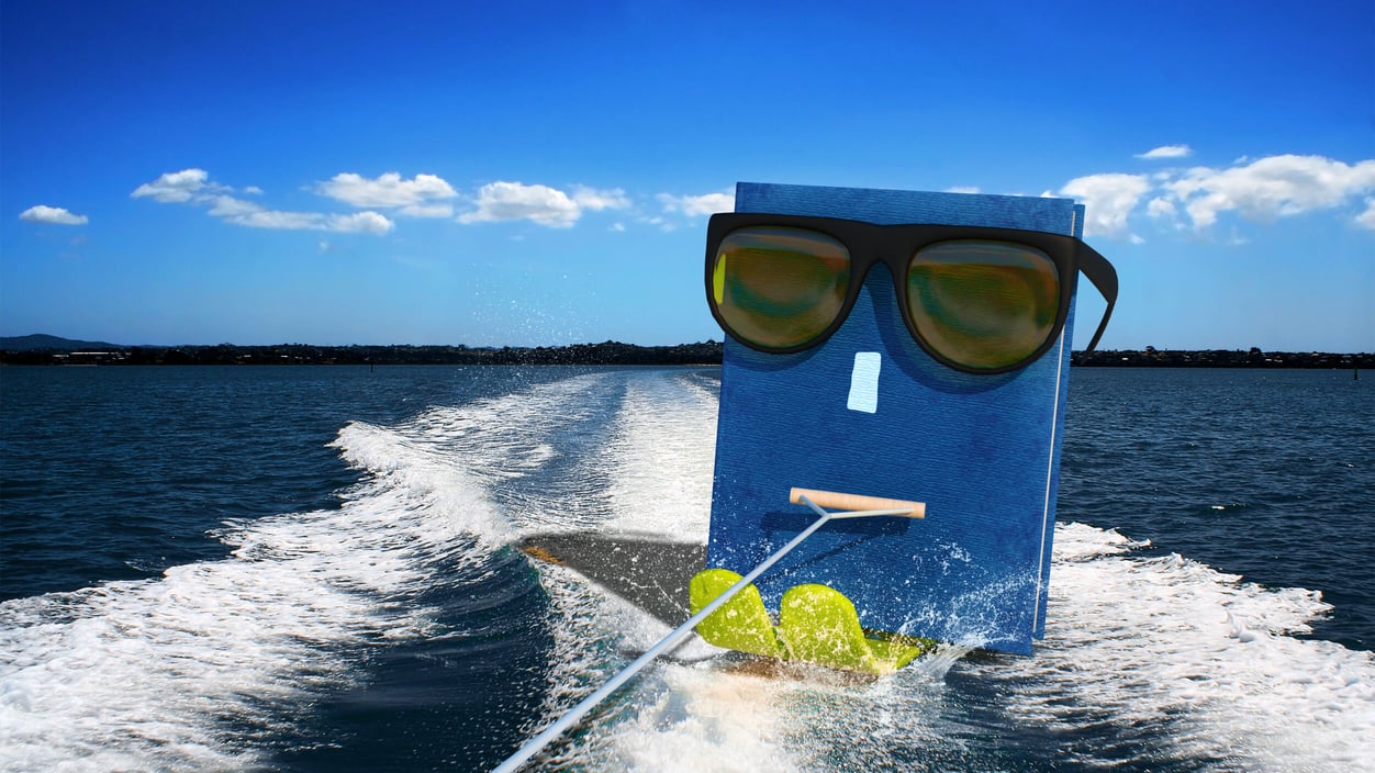 Photo illustration of a waterskiing book
