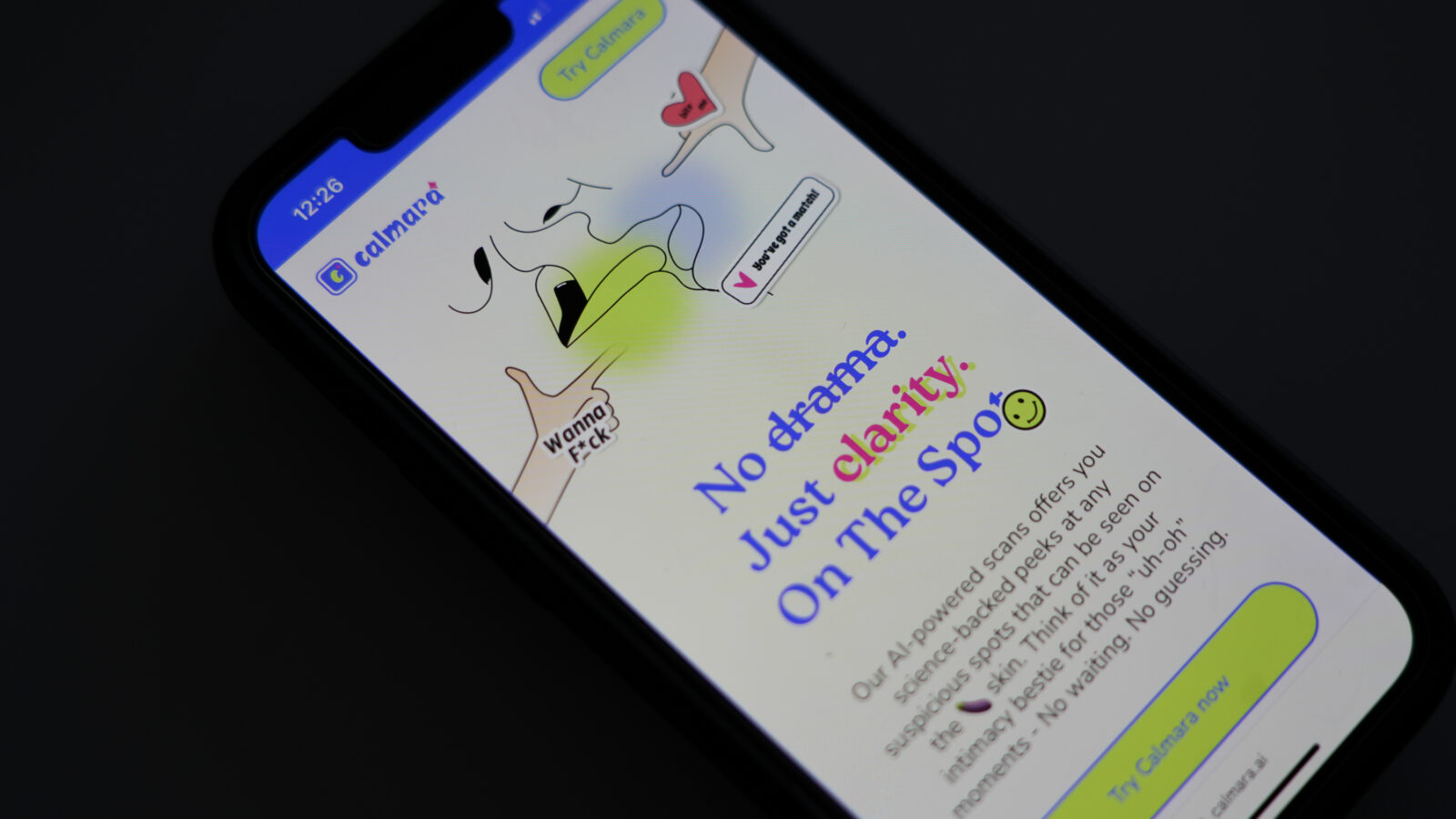 Website of an app claiming to detect STIs from penis pictures.