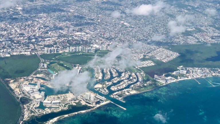 Aerial view of Puerto Cancun real estate venture in Cancun, Mexico