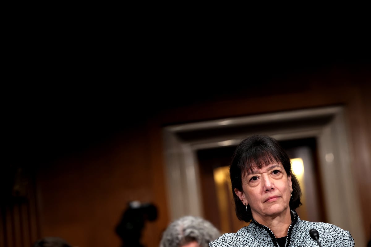 Monica Bertagnolli testifies during her Senate hearing.