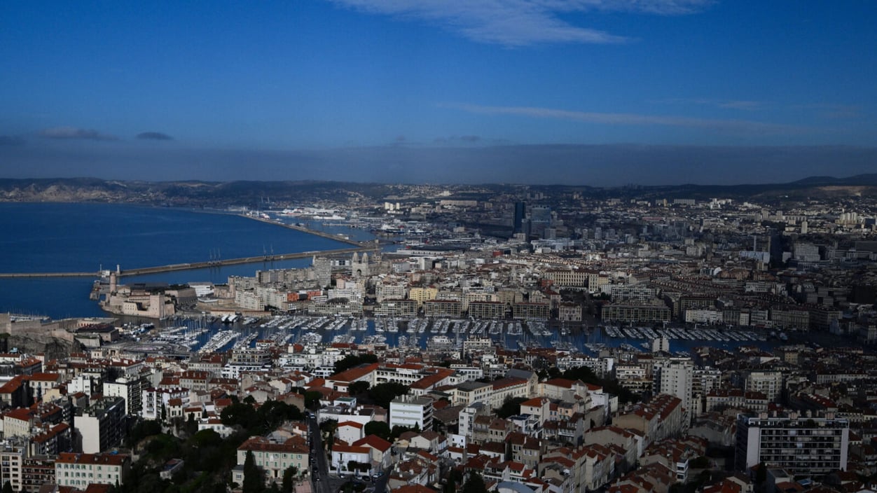 A view of the French city of Marseille from above.