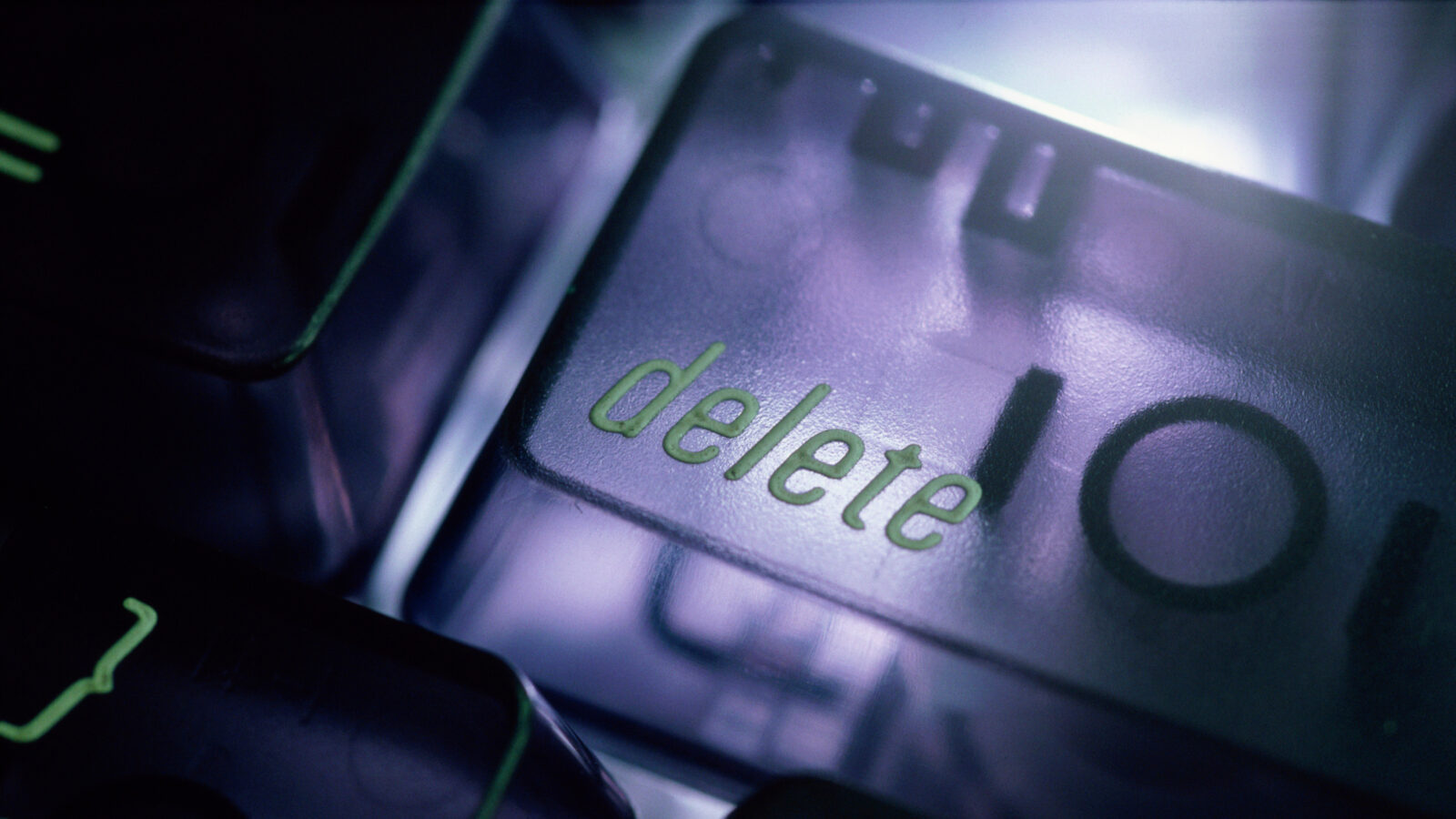 A close-up of a delete key on a keyboard