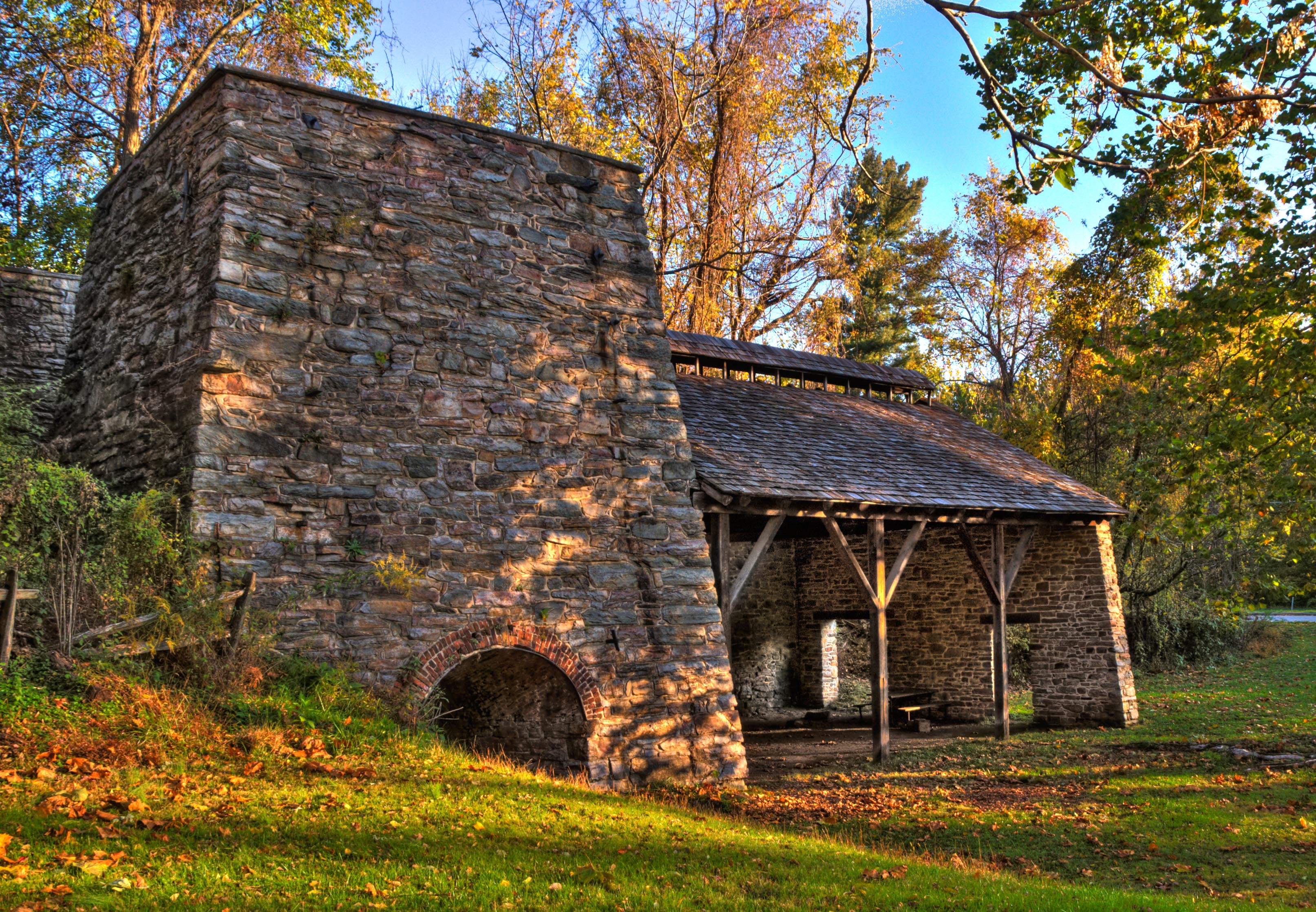 the Isabella furnace stack at Catoctin Furnace.