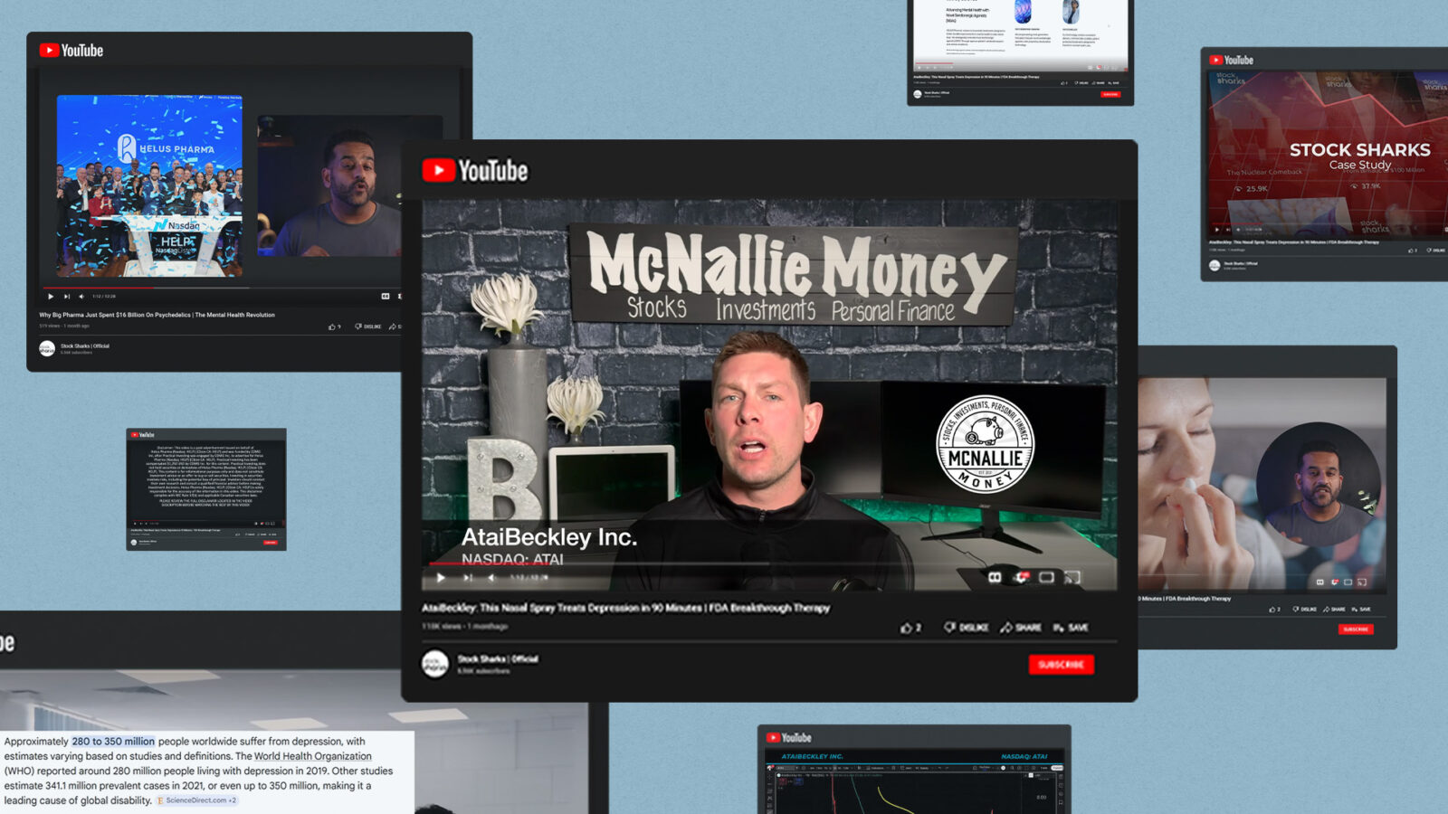 A collage of YouTube screenshots, showing videos promoting various psychedelic drugs.