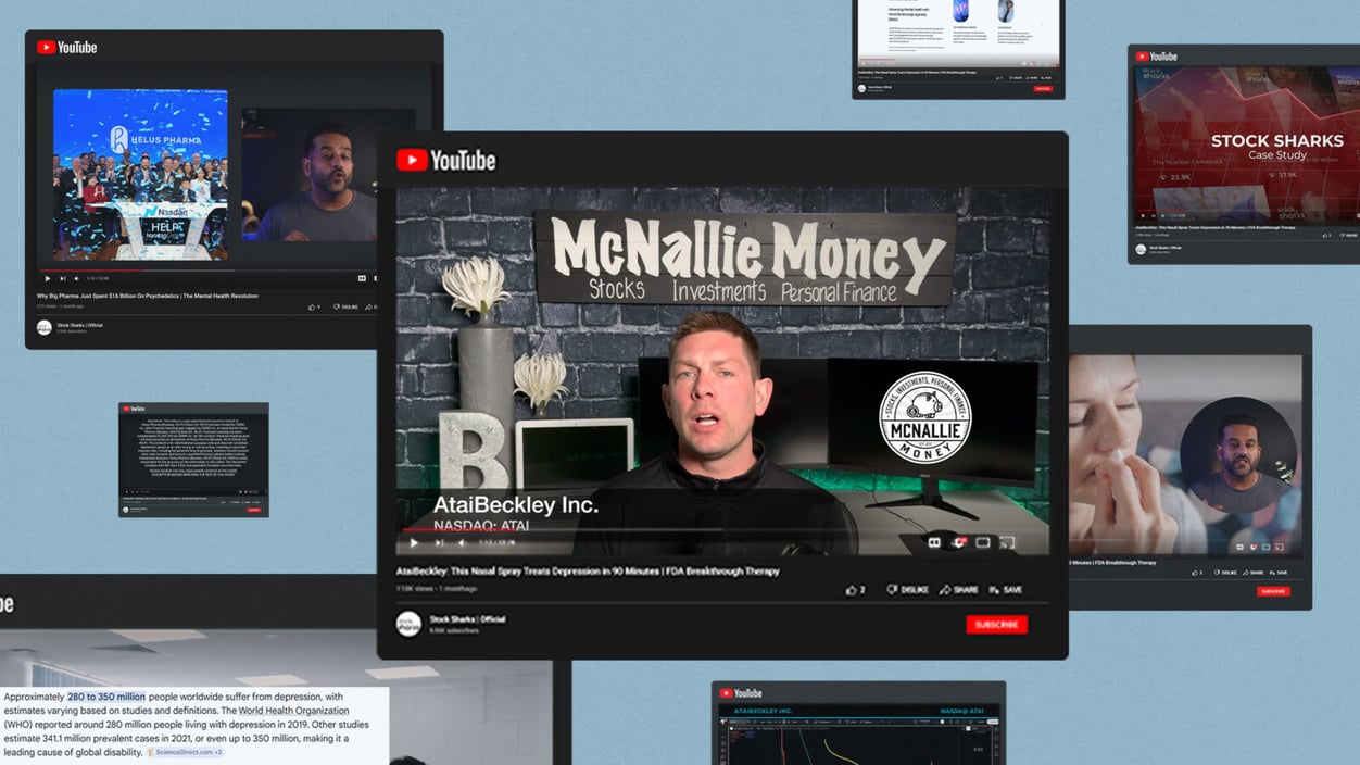 A collage of YouTube screenshots, showing videos promoting various psychedelic drugs.